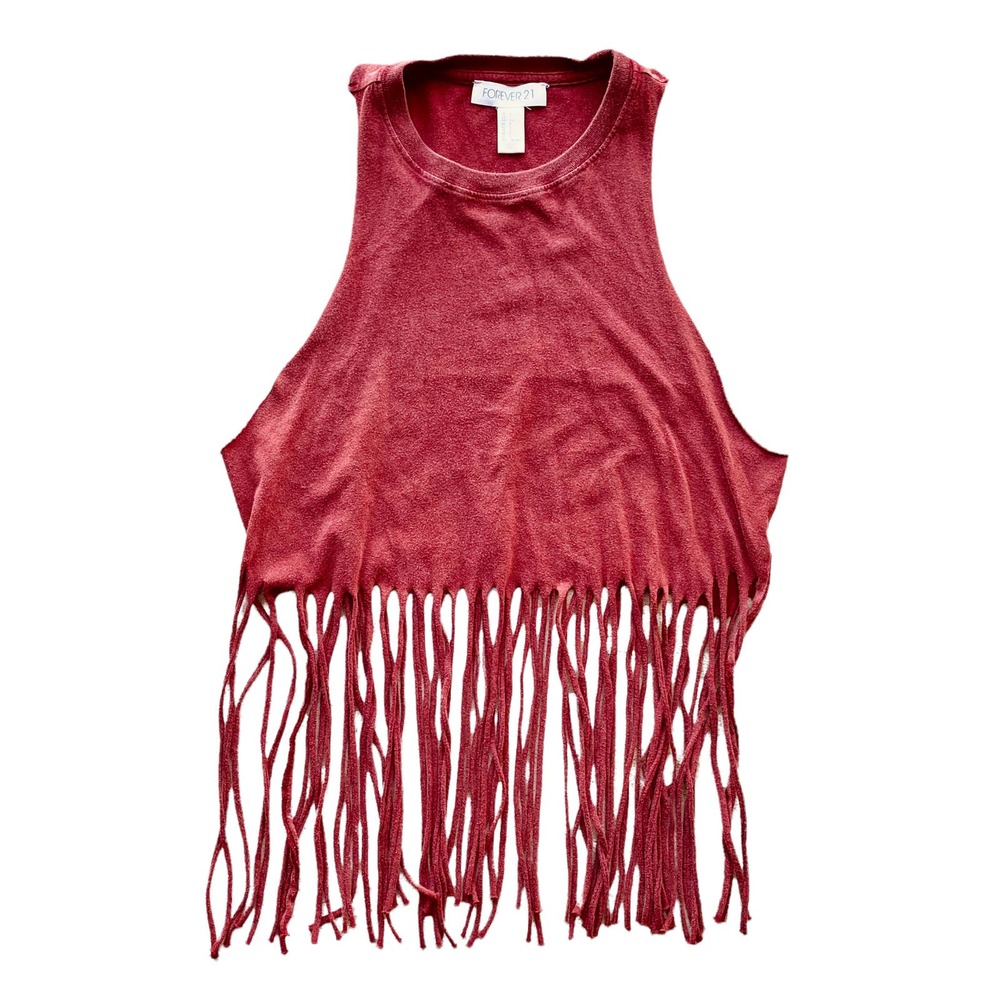 Small Cut Off Fringe Festival Top Rust Color Forever 21
